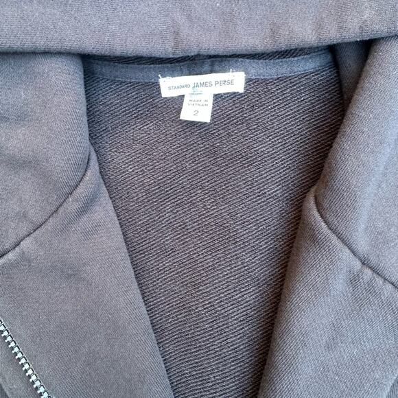 Standard James Perse Estilo Moto Zip Oversized Hood Sweatshirt Jacket blk Size 2 - Picture 8 of 12